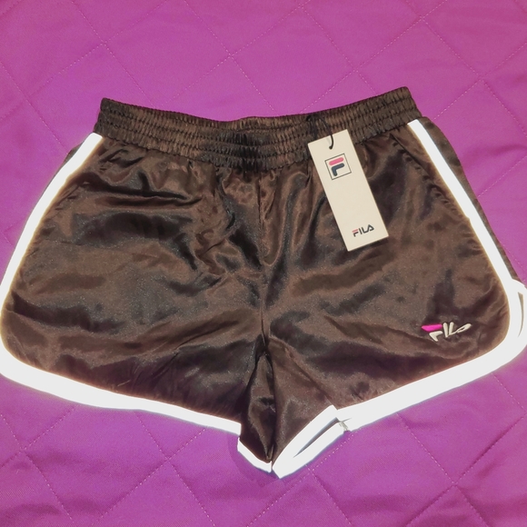 N.W.T. Fila shorts shiny black satin - Picture 4 of 16